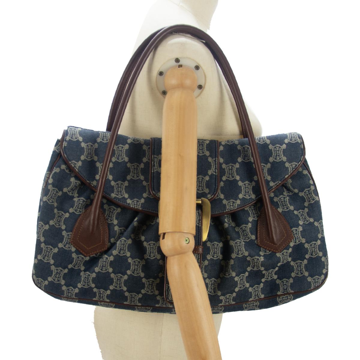 Sac à main CELINE Macadam Triomphe denim Bleu