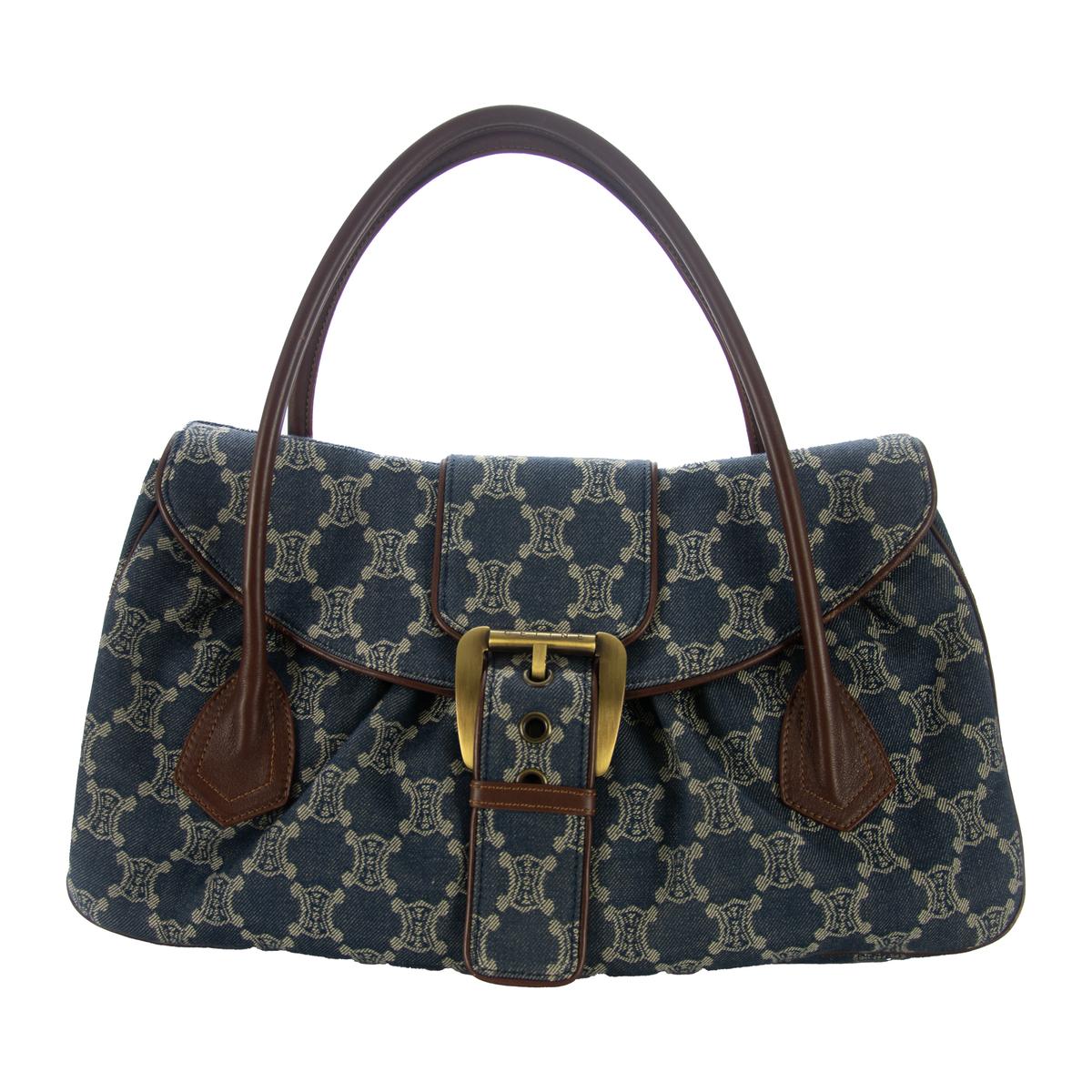 Sac à main CELINE Macadam Triomphe denim Bleu