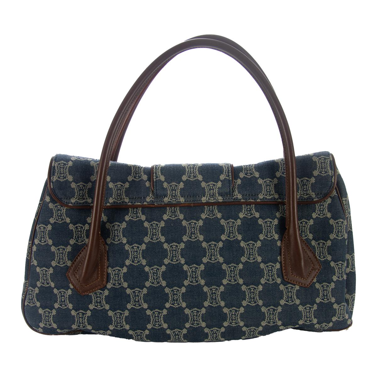 Sac à main CELINE Macadam Triomphe denim Bleu