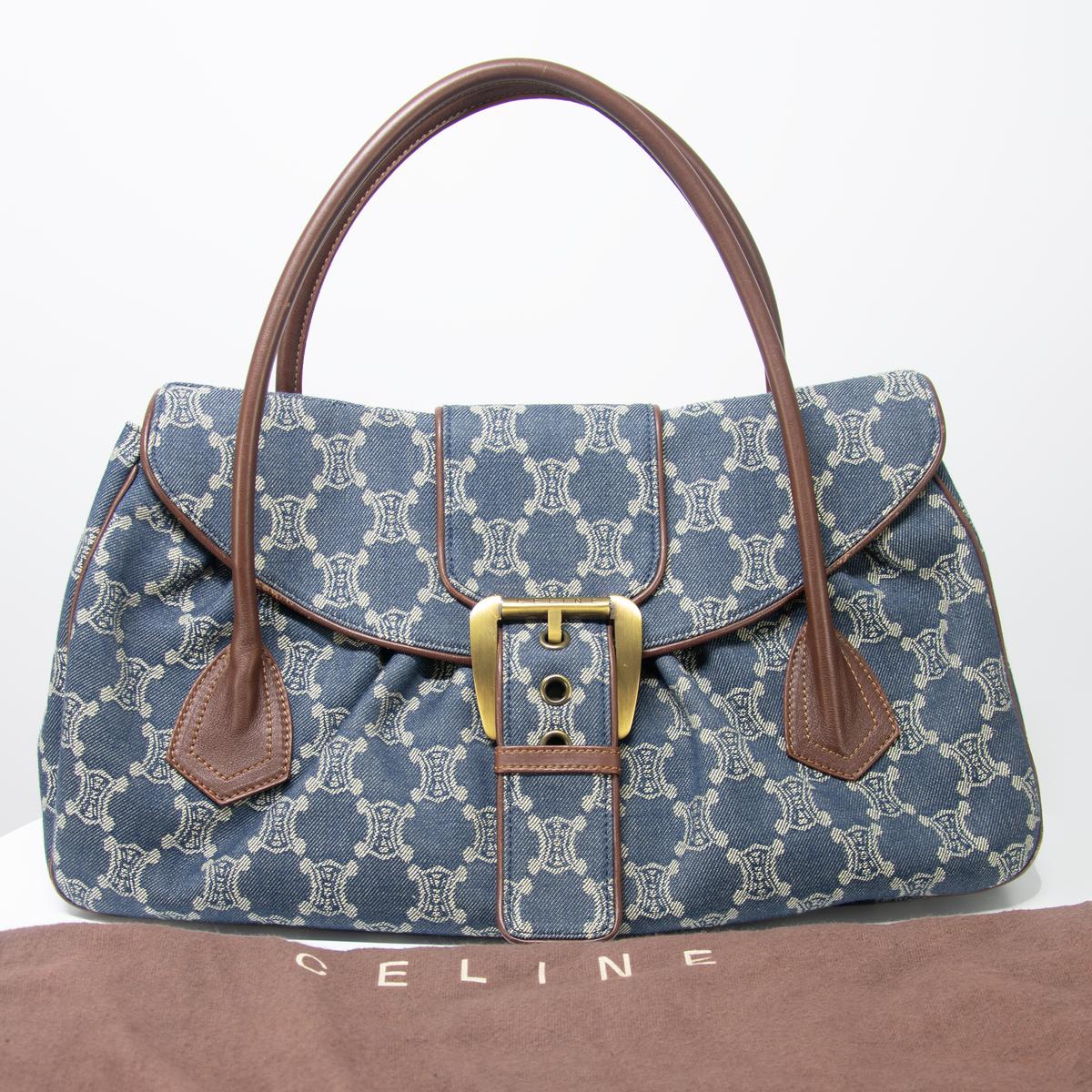 Sac à main CELINE Macadam Triomphe denim Bleu