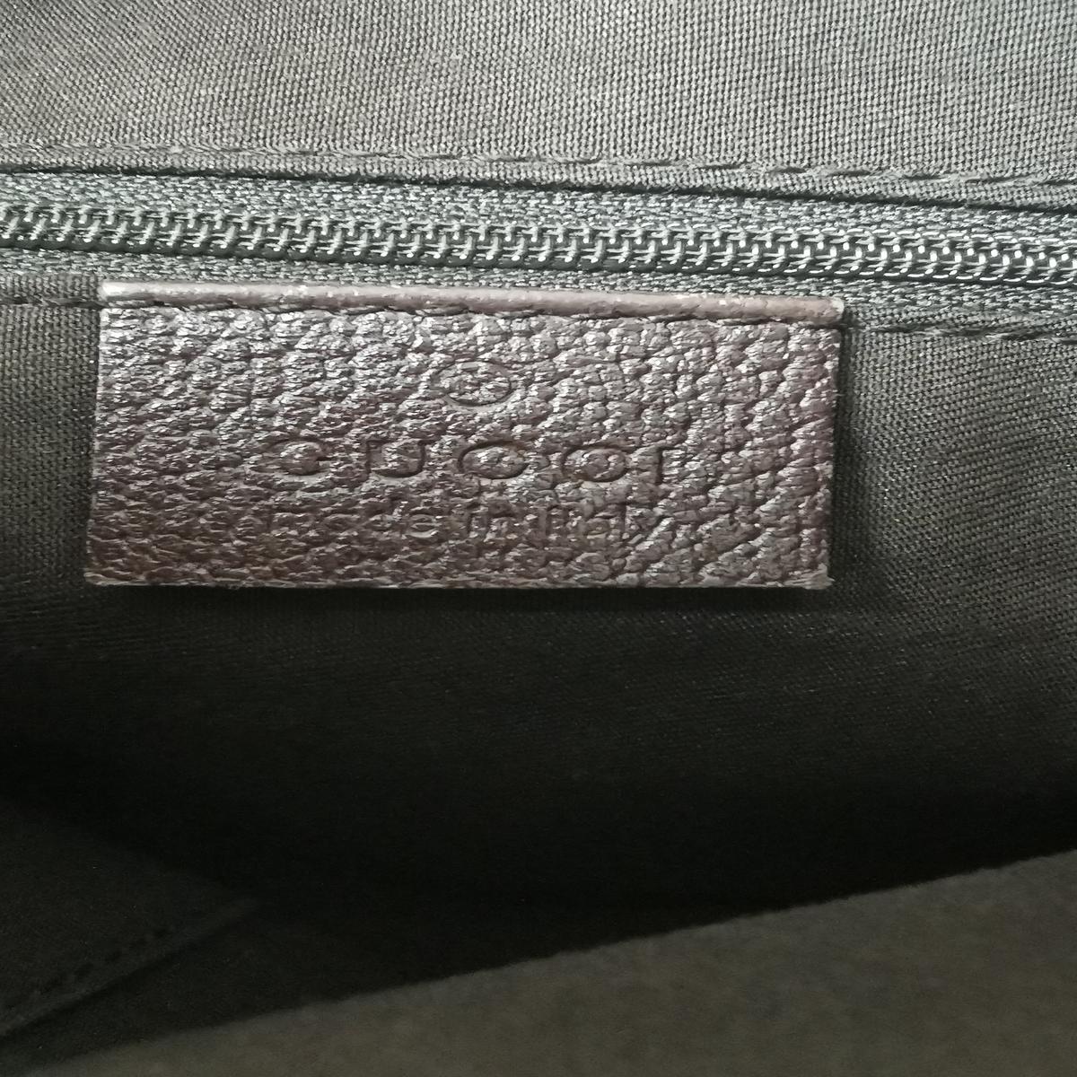 GUCCI Abbey canvas and leather handbag Brown