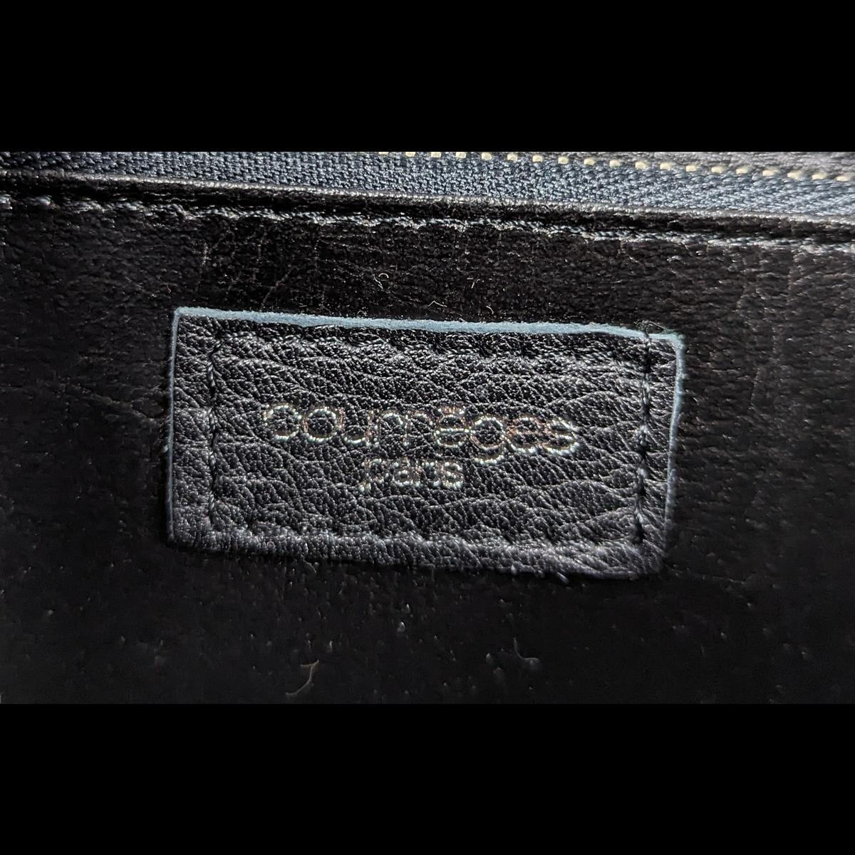 COURREGES Camera grained leather shoulder bag Black