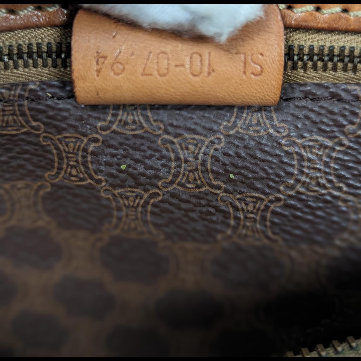 CELINE Boston Macadam canvas and leather shoulder bag Brown