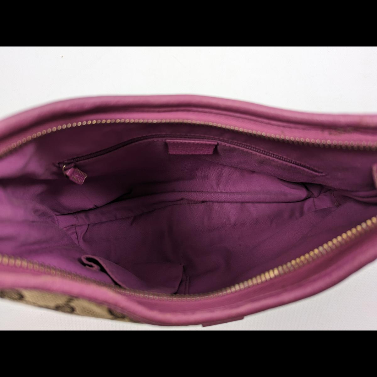Sac à main GUCCI Abbey toile et cuir Marron et violet