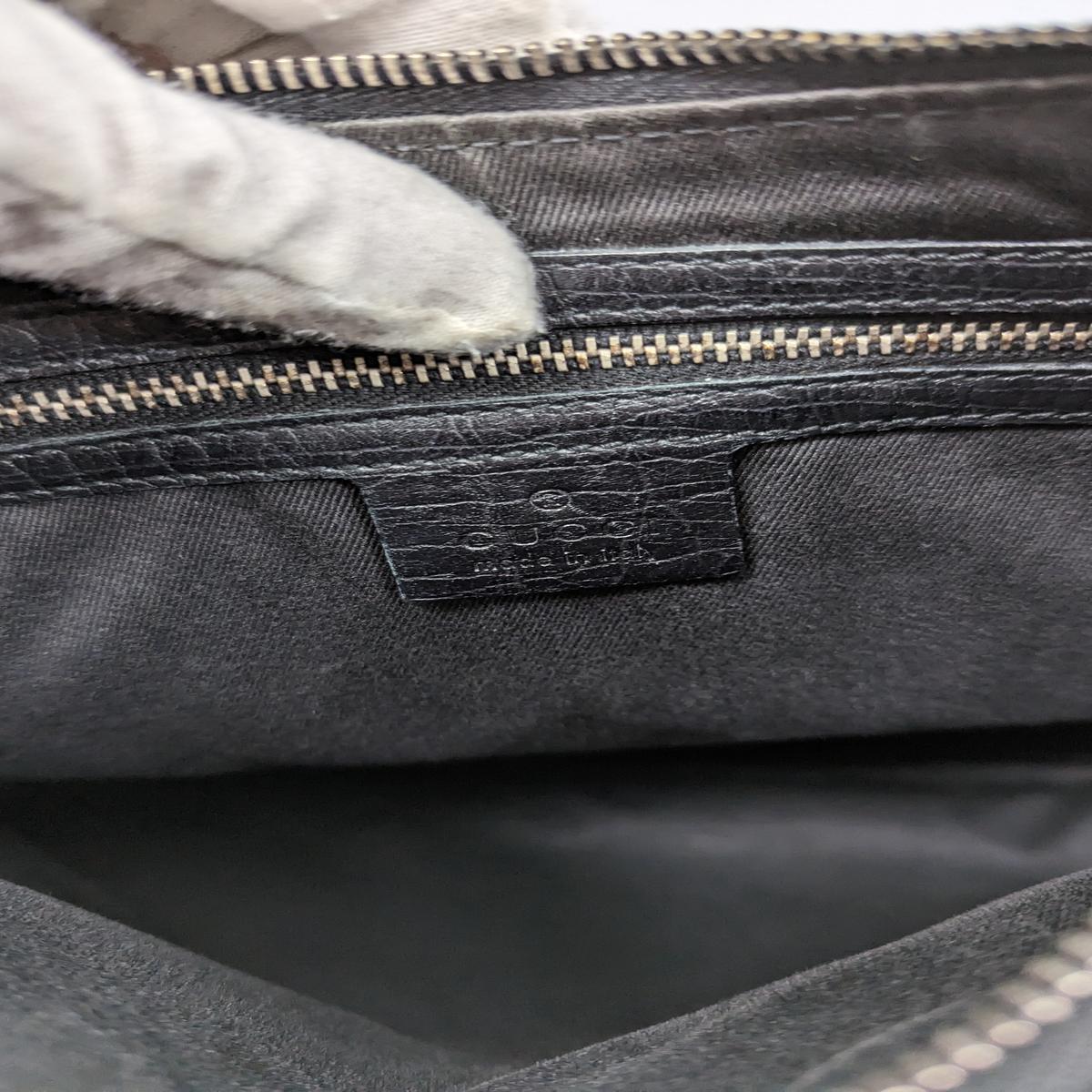 GUCCI Horsebit canvas and leather handbag Black