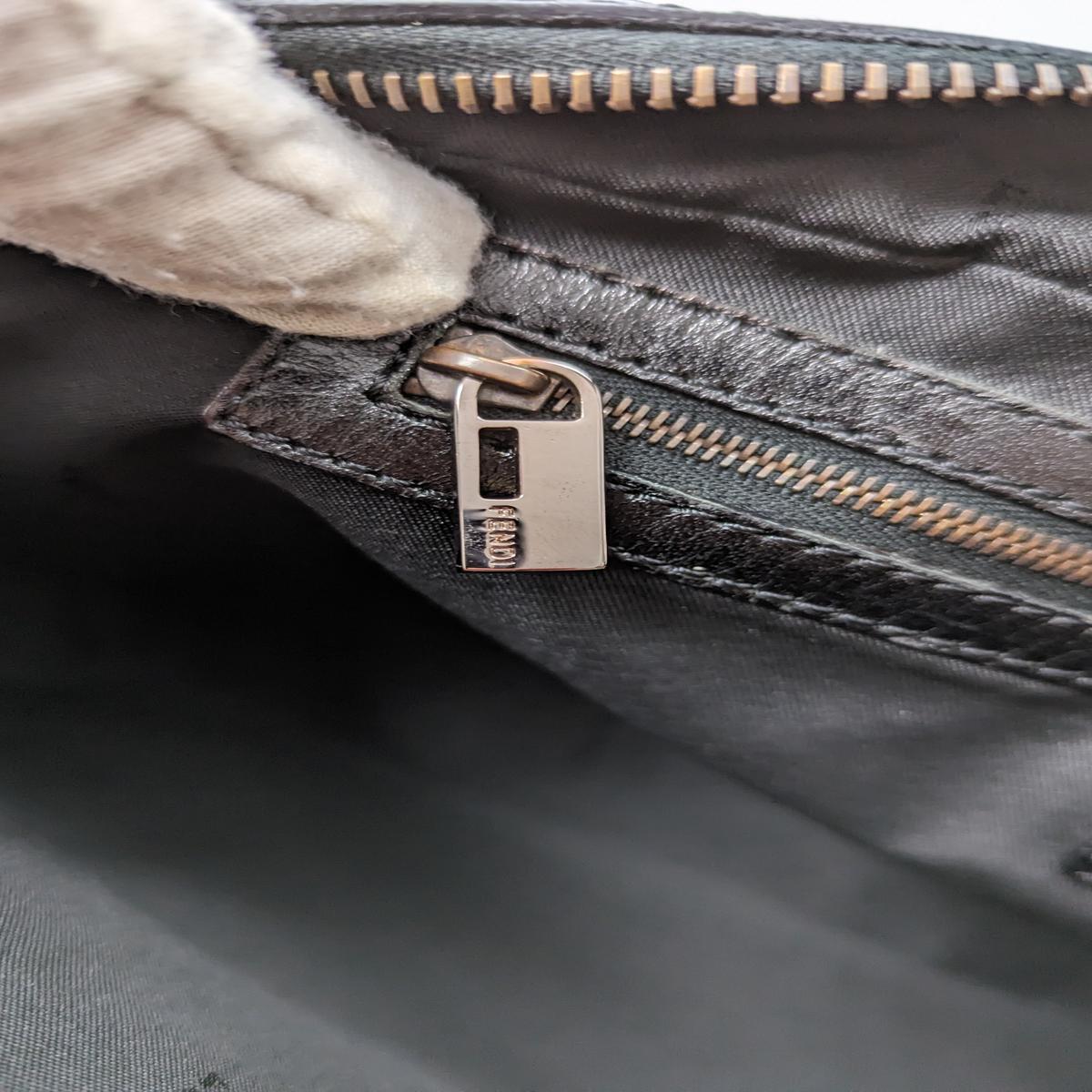 FENDI Baguette canvas and leather handbag Brown