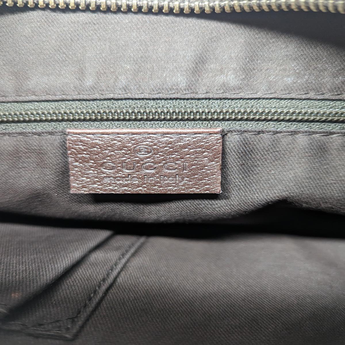 GUCCI Abbey canvas and leather handbag Brown