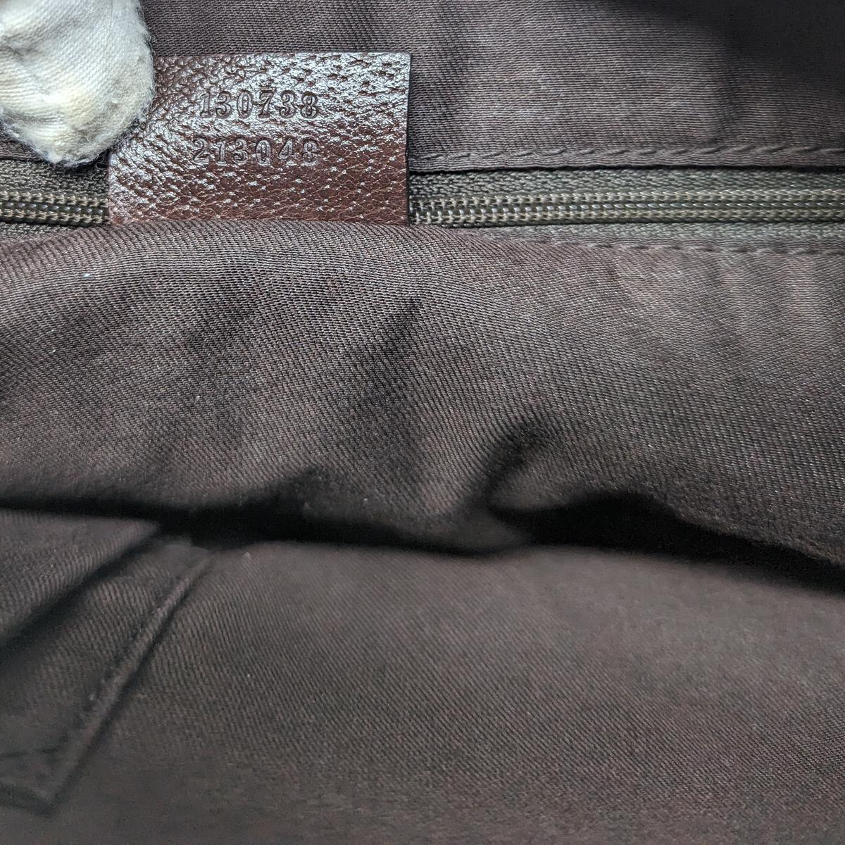 GUCCI Abbey canvas and leather handbag Brown