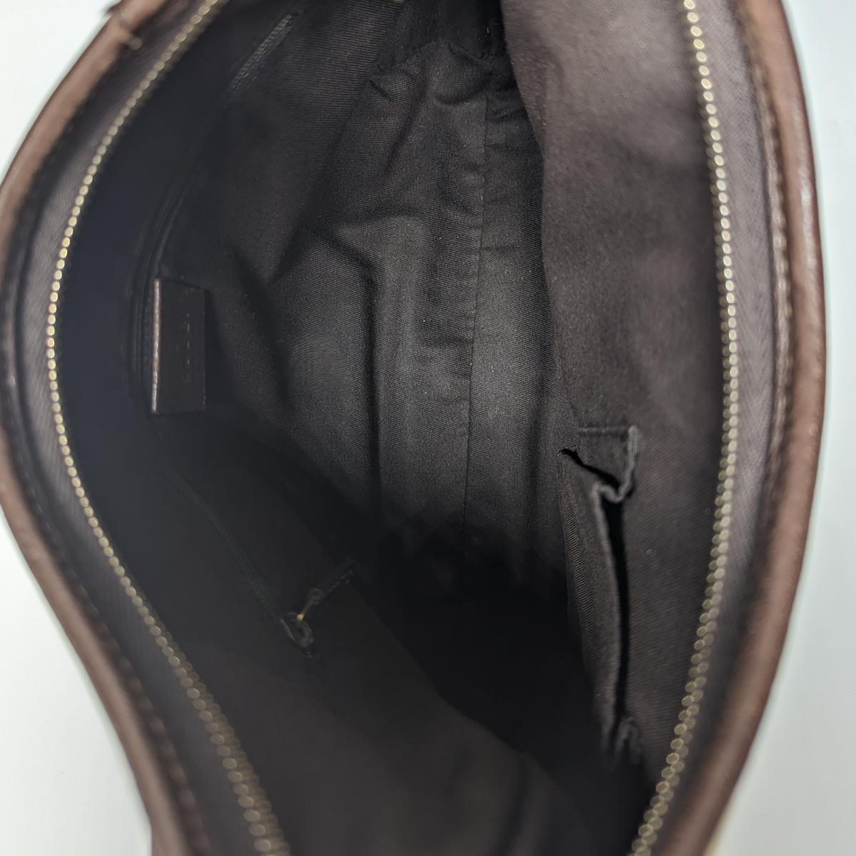 GUCCI Abbey canvas and leather handbag Brown