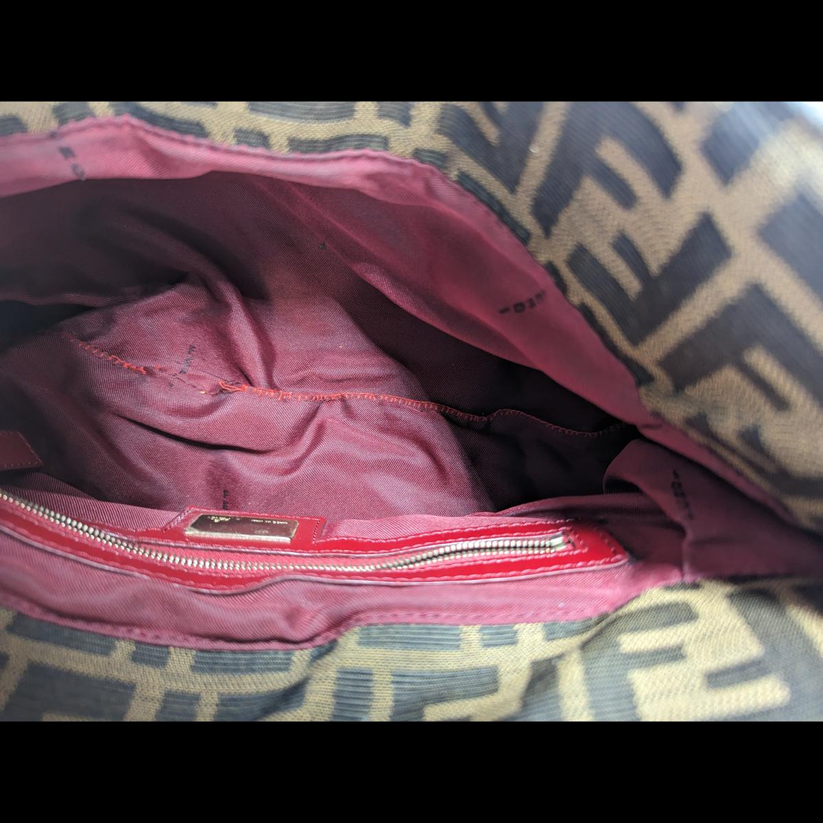 FENDI Chef canvas and leather handbag Brown