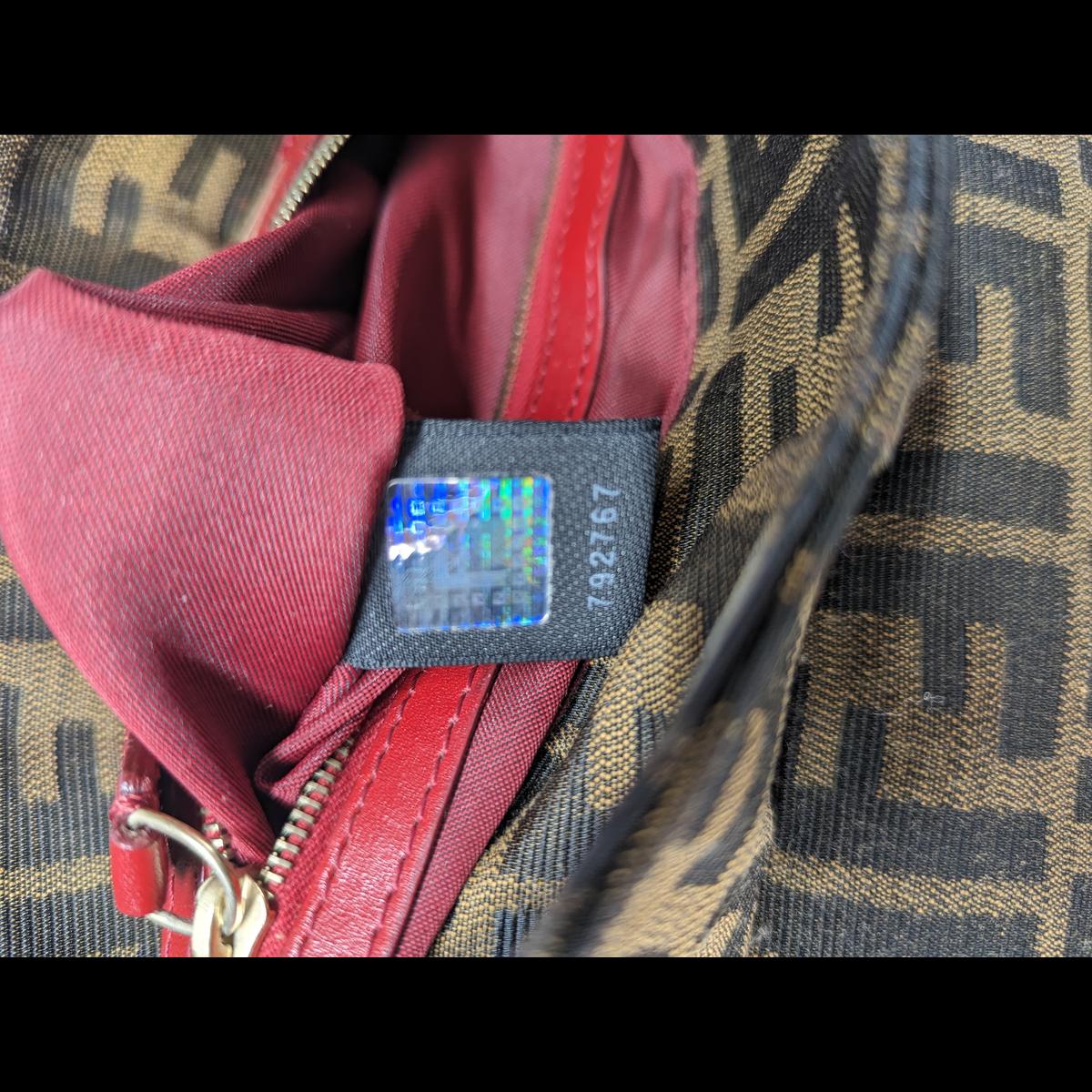 FENDI Chef canvas and leather handbag Brown