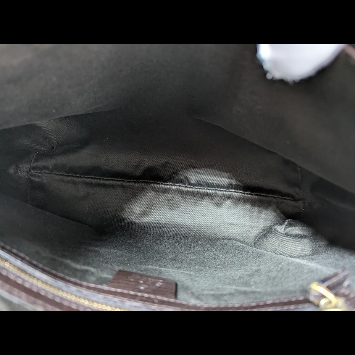 GUCCI Horsebit canvas and leather handbag Brown