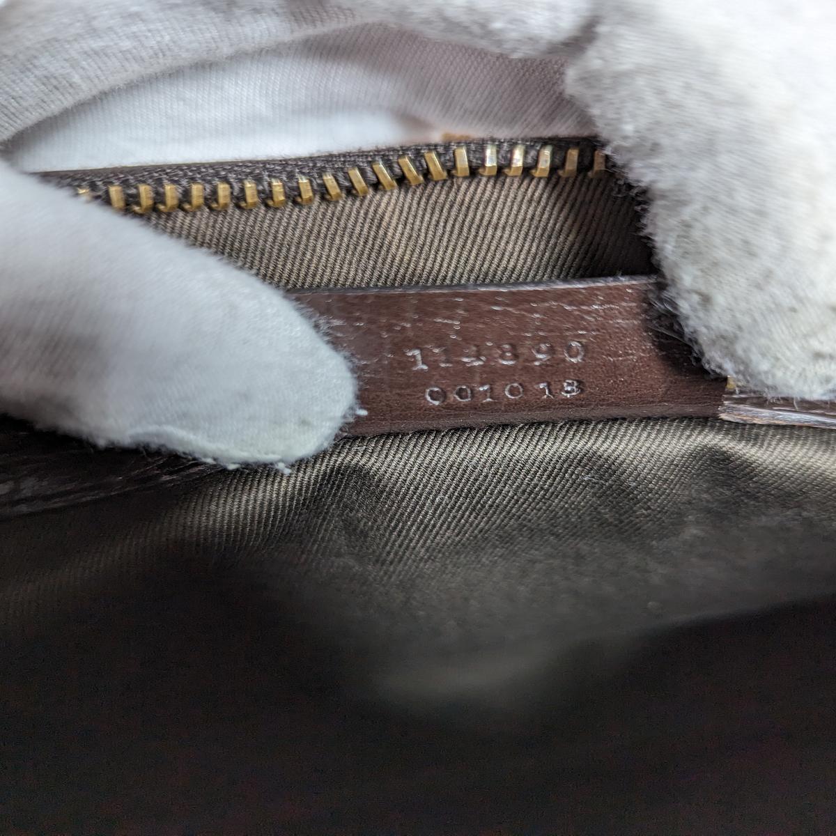 GUCCI Horsebit canvas and leather handbag Brown