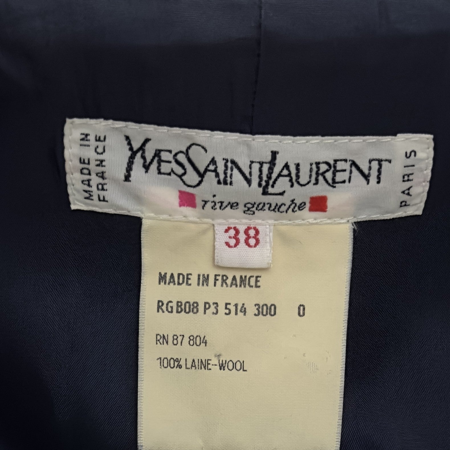 Yves Saint Laurent Rive Gauche blazer, size S, navy blue wool