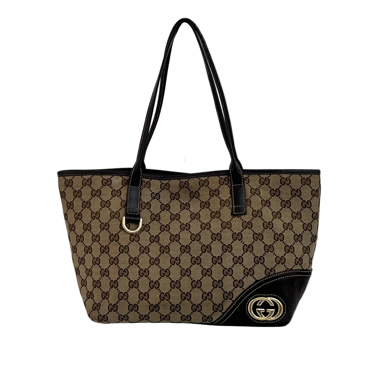 Sac GUCCI Tote  toile et cuir marron