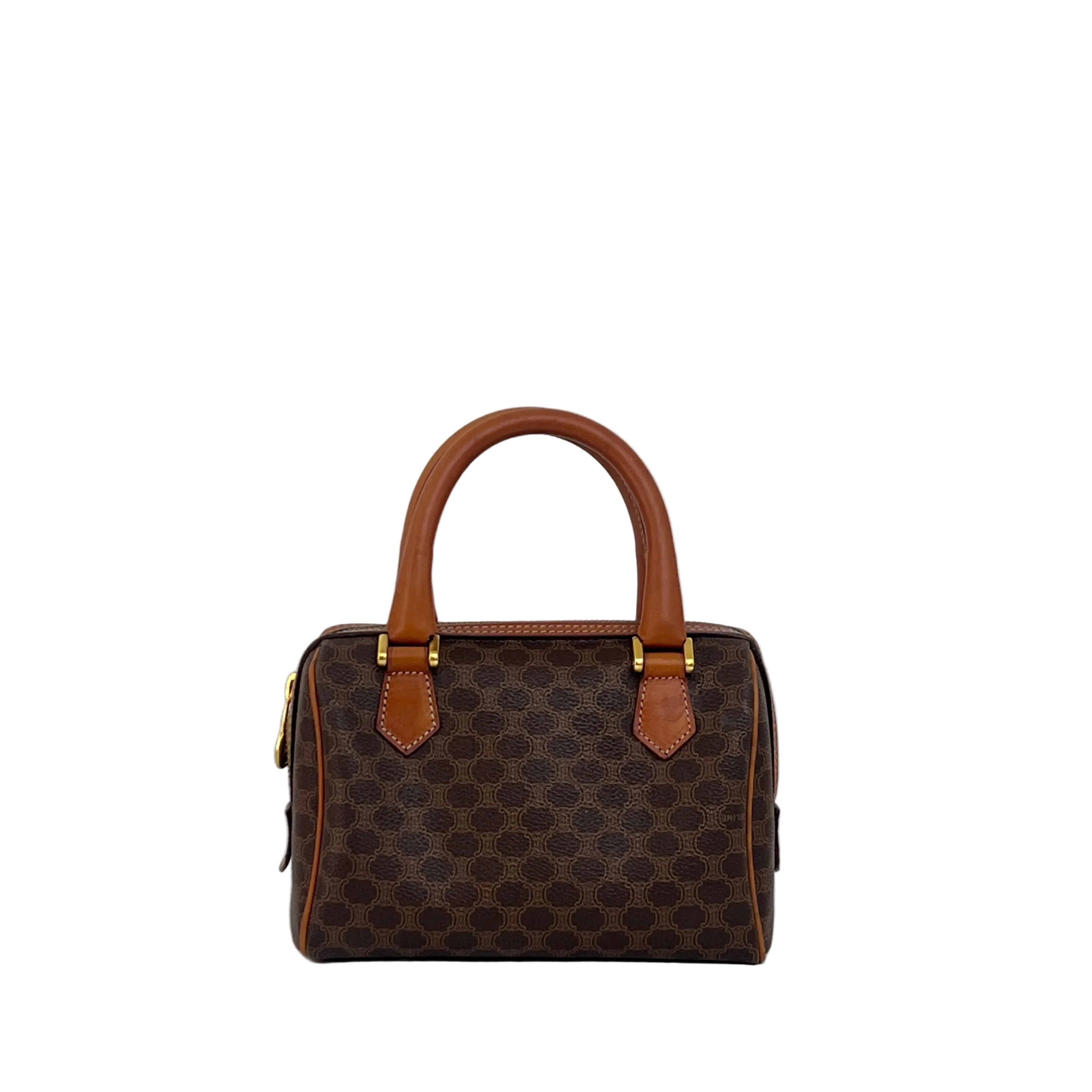 Sac CELINE Mini Boston toile et cuir marron