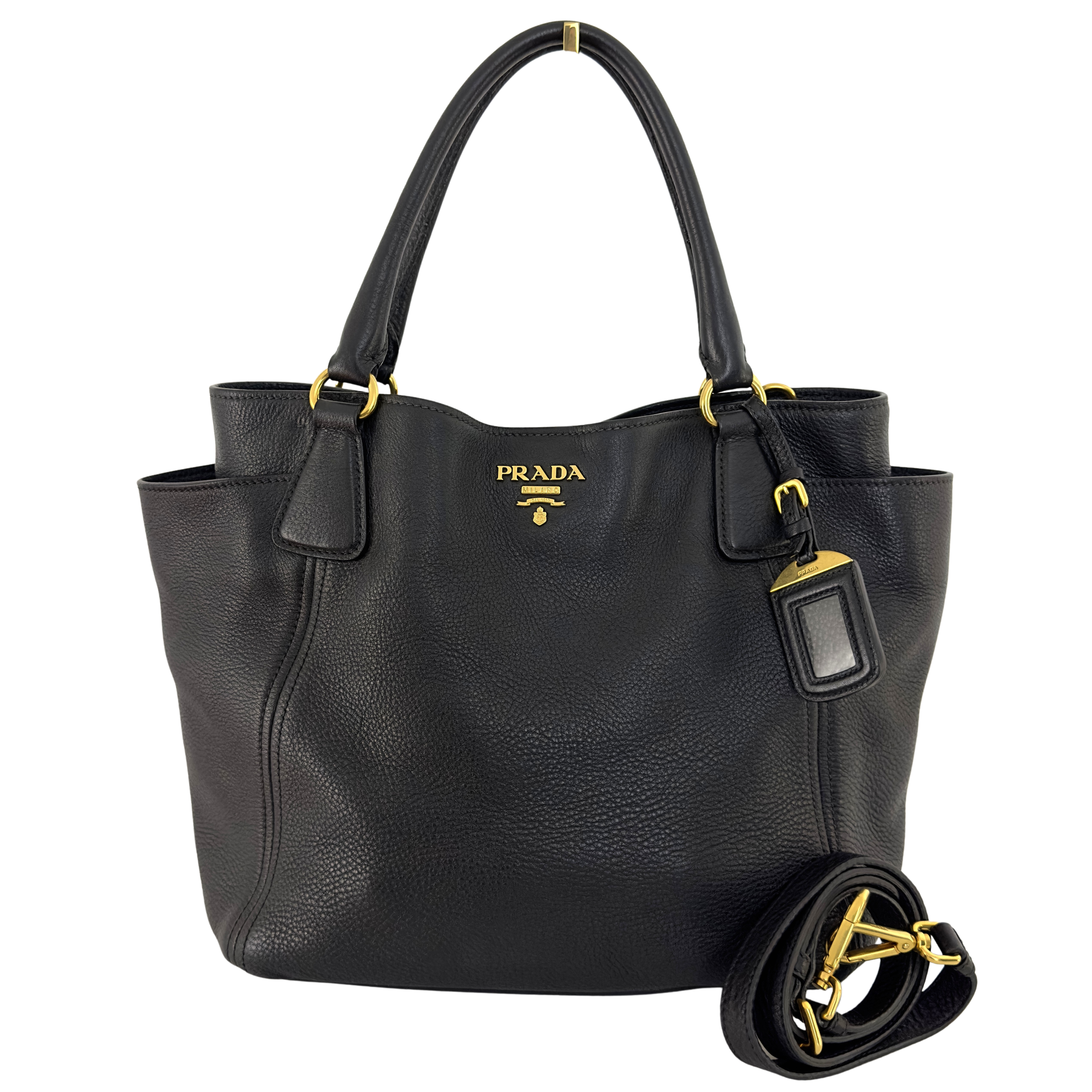 Sac à main PRADA Daino cuir noir