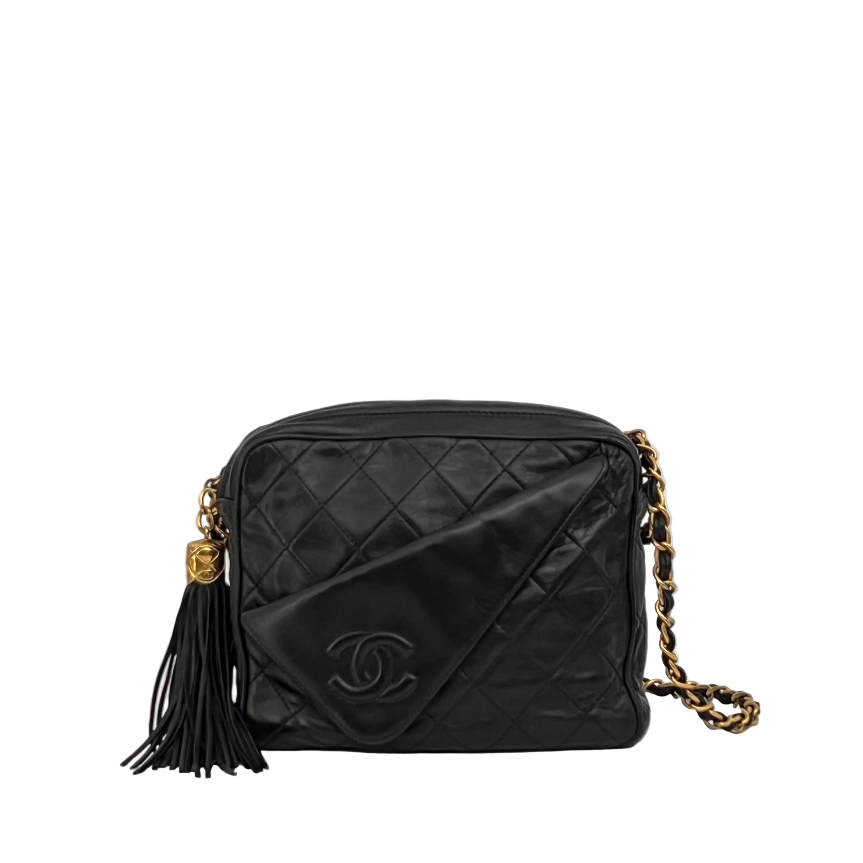 CHANEL Camera Bag black lambskin shoulder bag 1989-1991