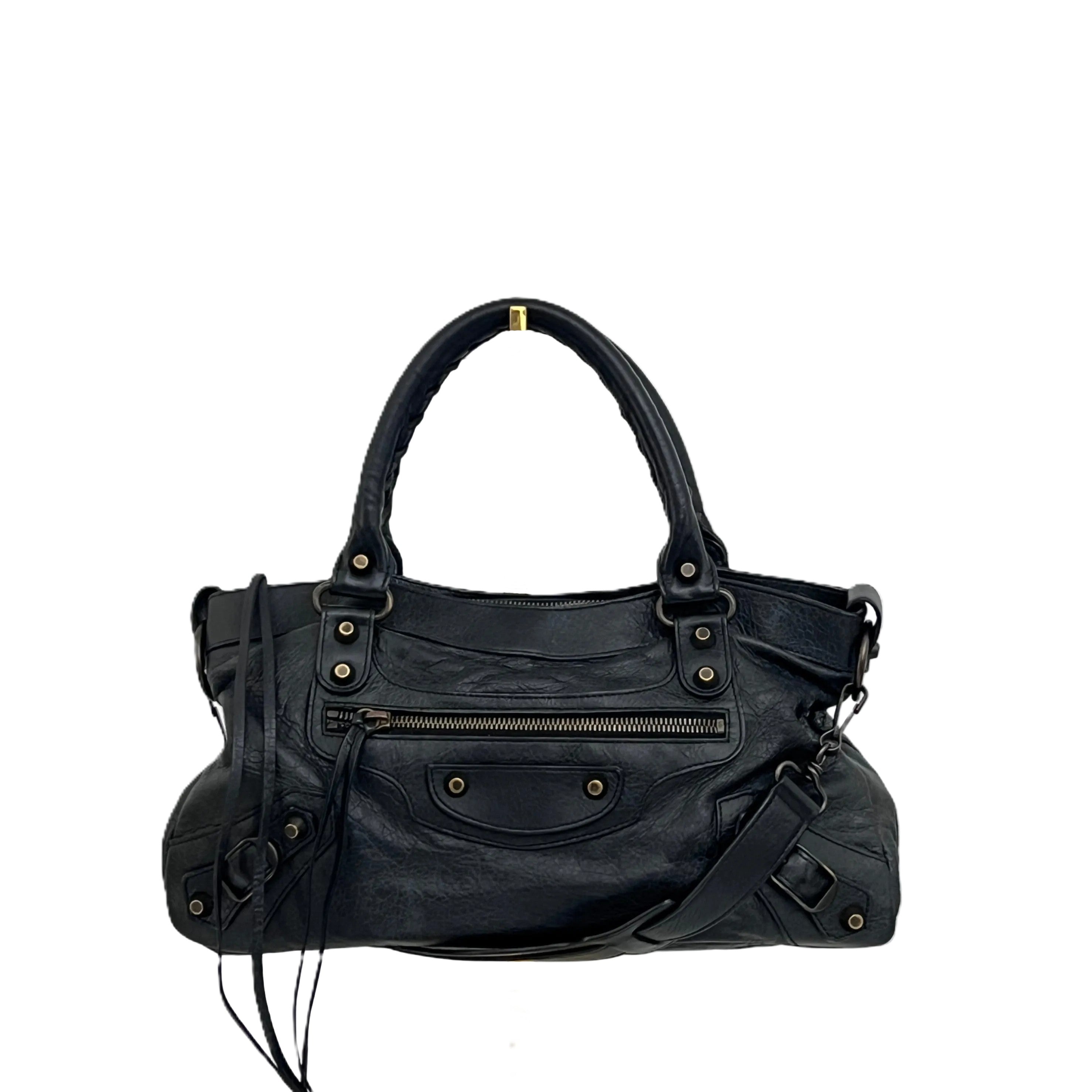 Sac BALENCIAGA The First cuir lisse noir