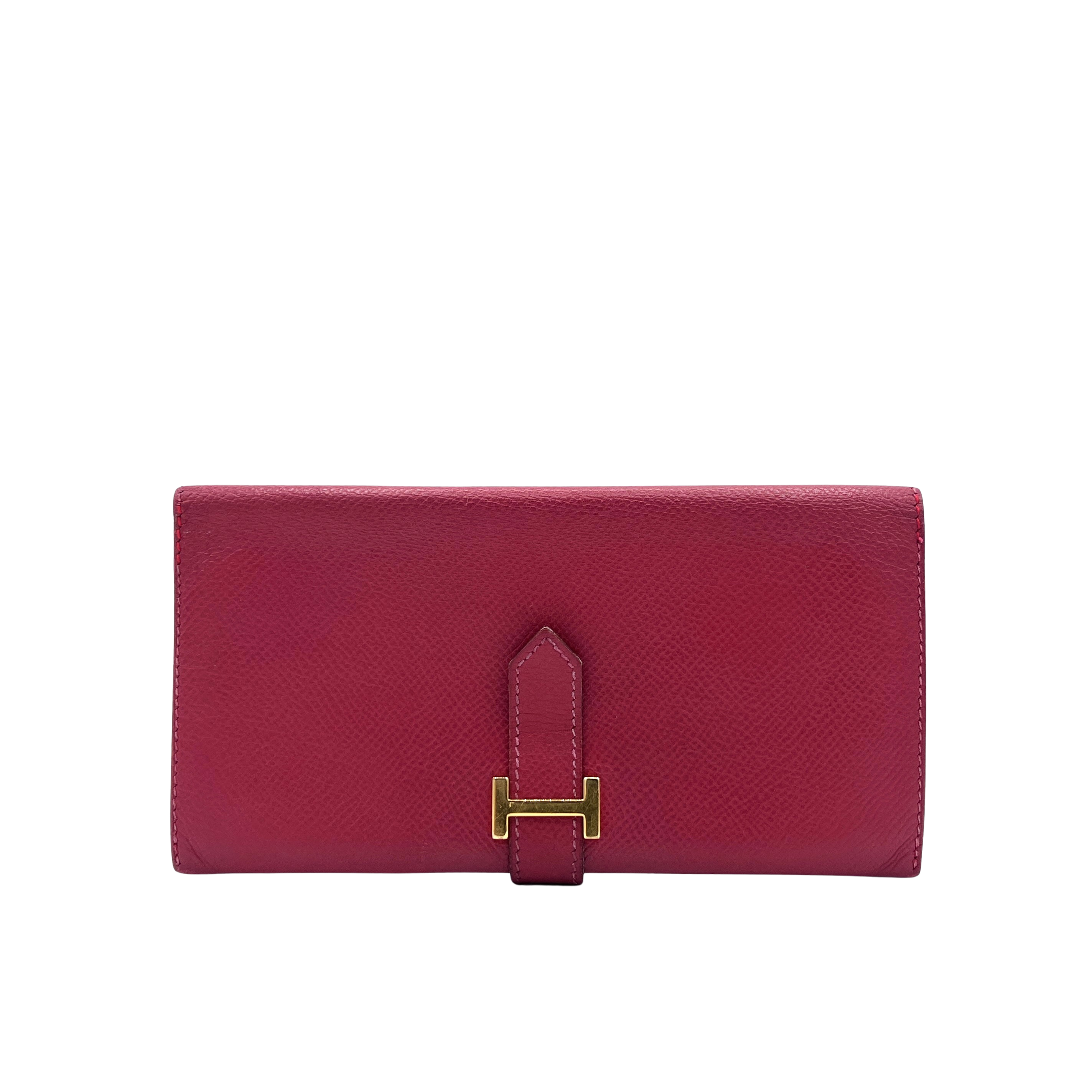 Portefeuille HERMÈS Béarn cuir rouge