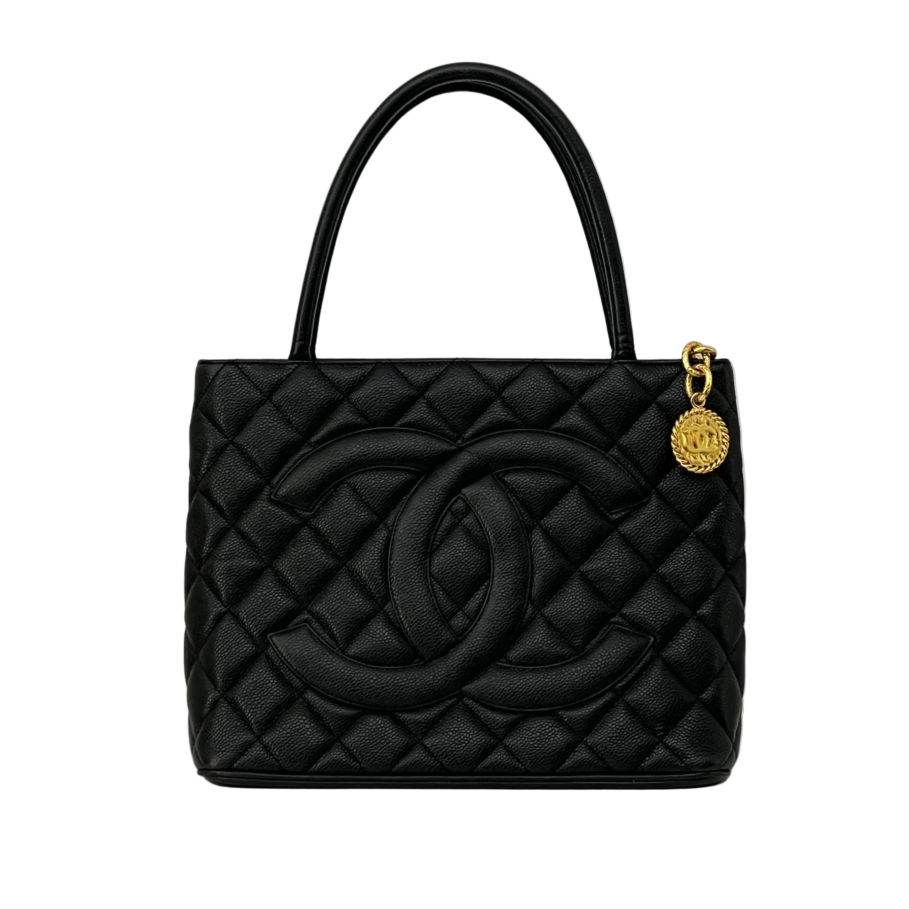 Sac CHANEL Médaillon cuir caviar noir