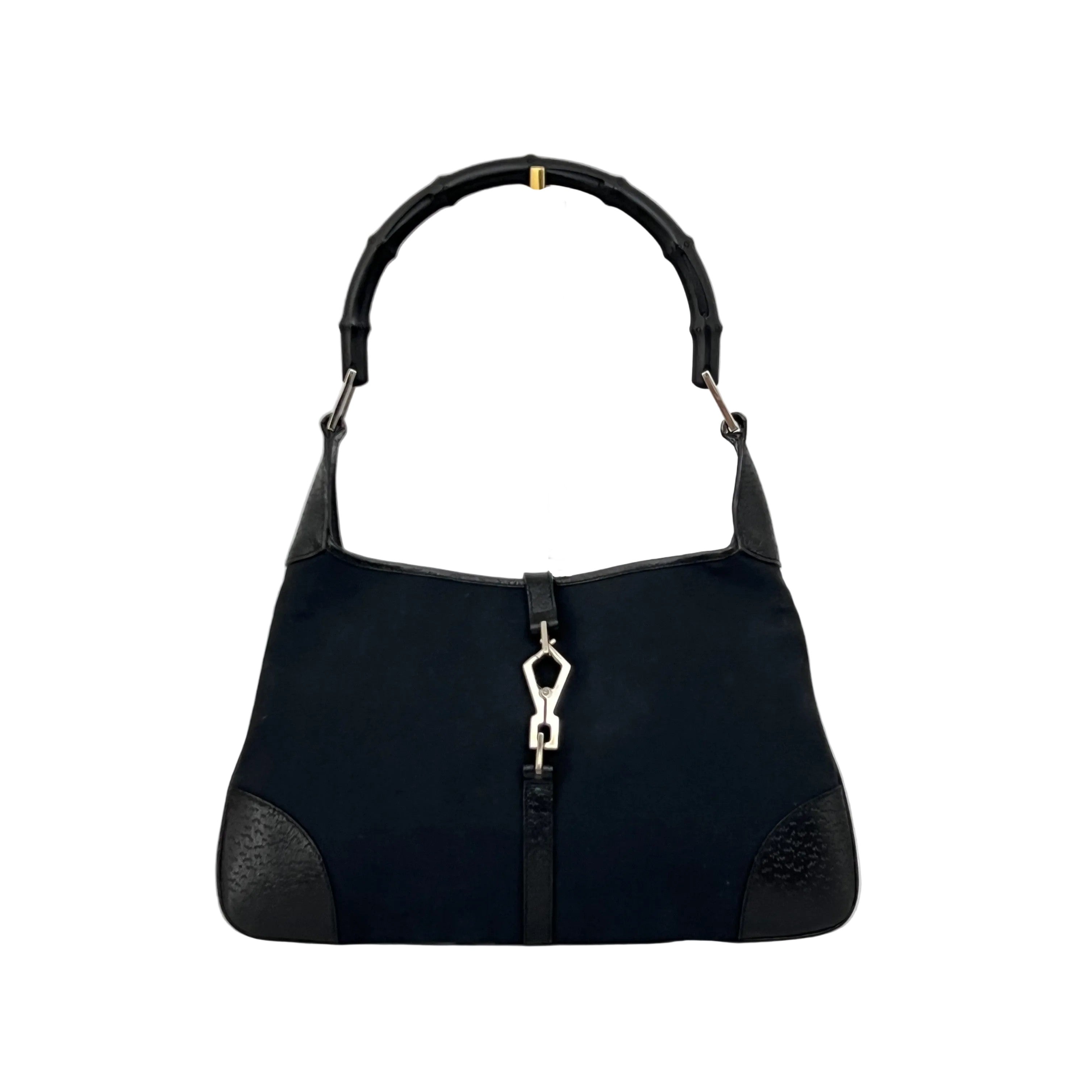 Sac GUCCI Jackie Bamboo toile et cuir noir
