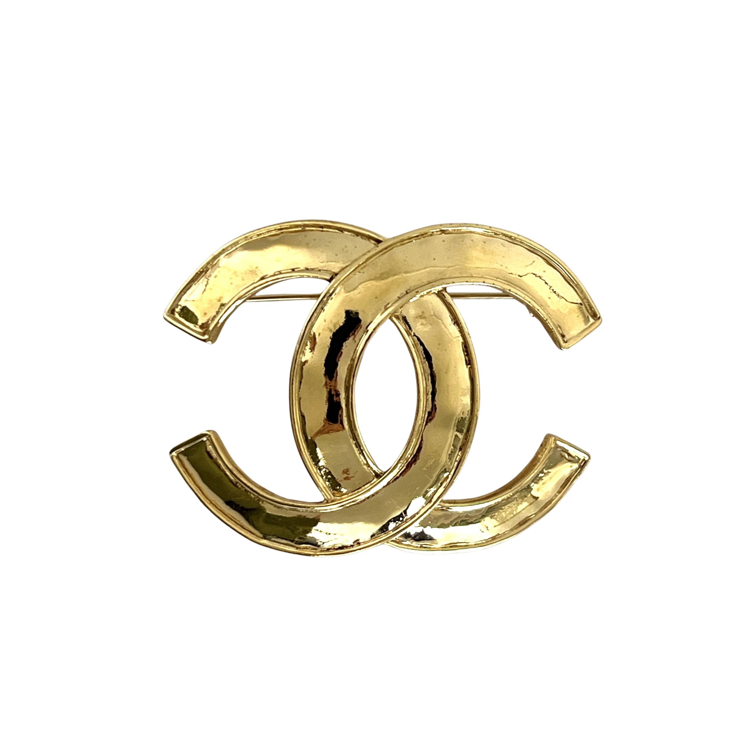Broche CHANEL CC métal doré