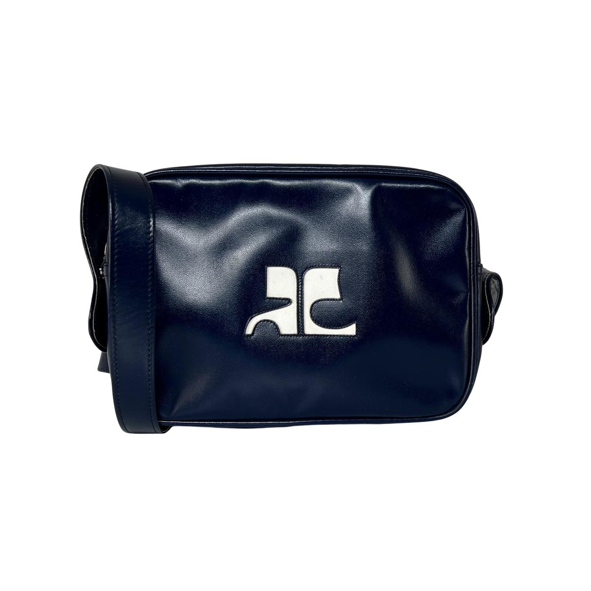 Sac à main COURREGES Caméra cuir bleu