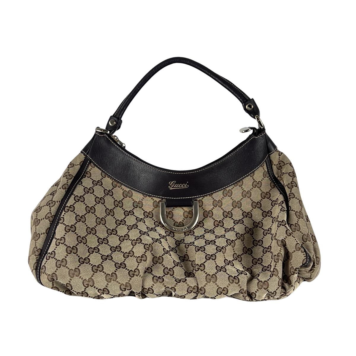 Sac à main GUCCI Hobo toile et cuir marron