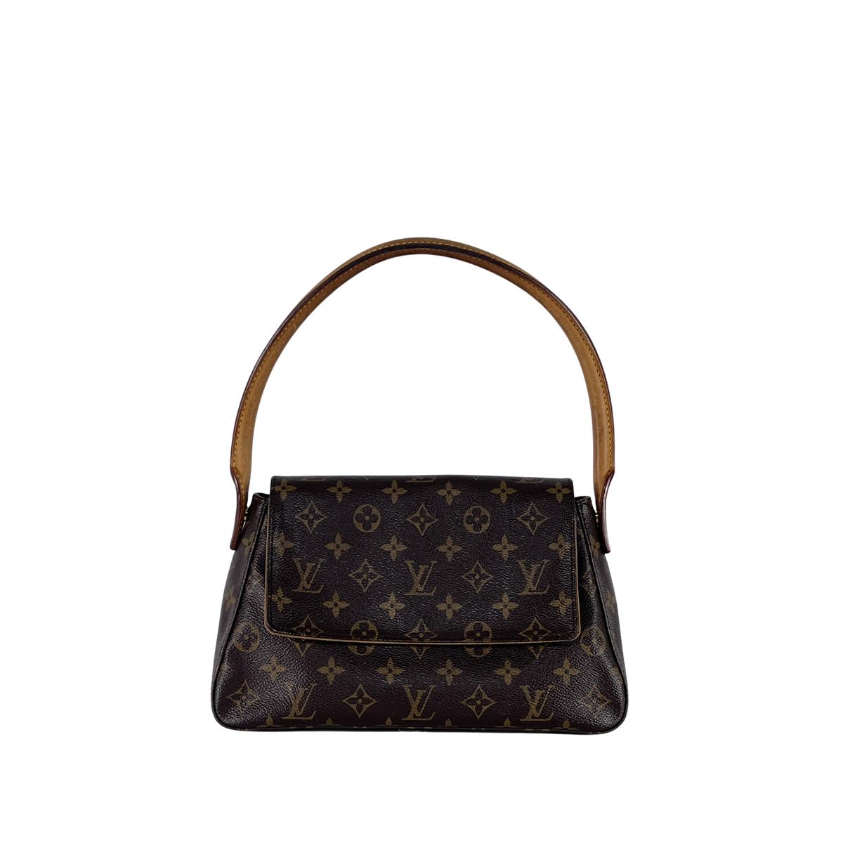 Sac à main LOUIS VUITTON Looping toile et cuir marron