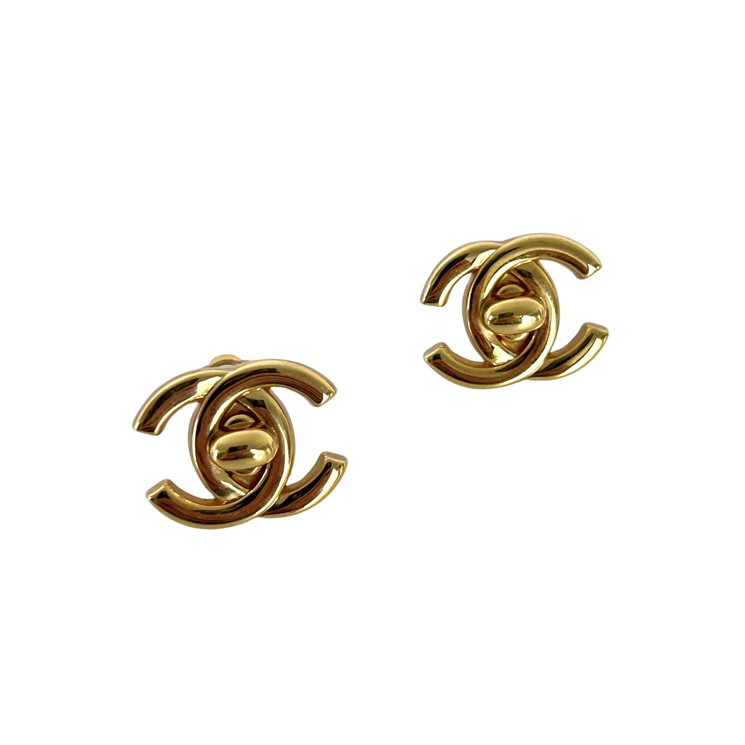 Boucles d'oreilles CHANEL CC Clip On métal doré