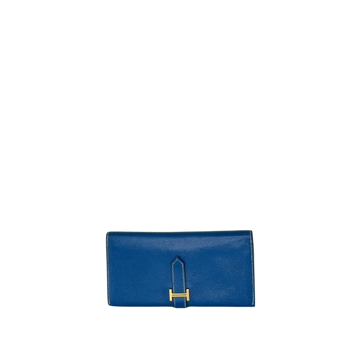 Portefeuille HERMES Wallet Bearn cuir bleu