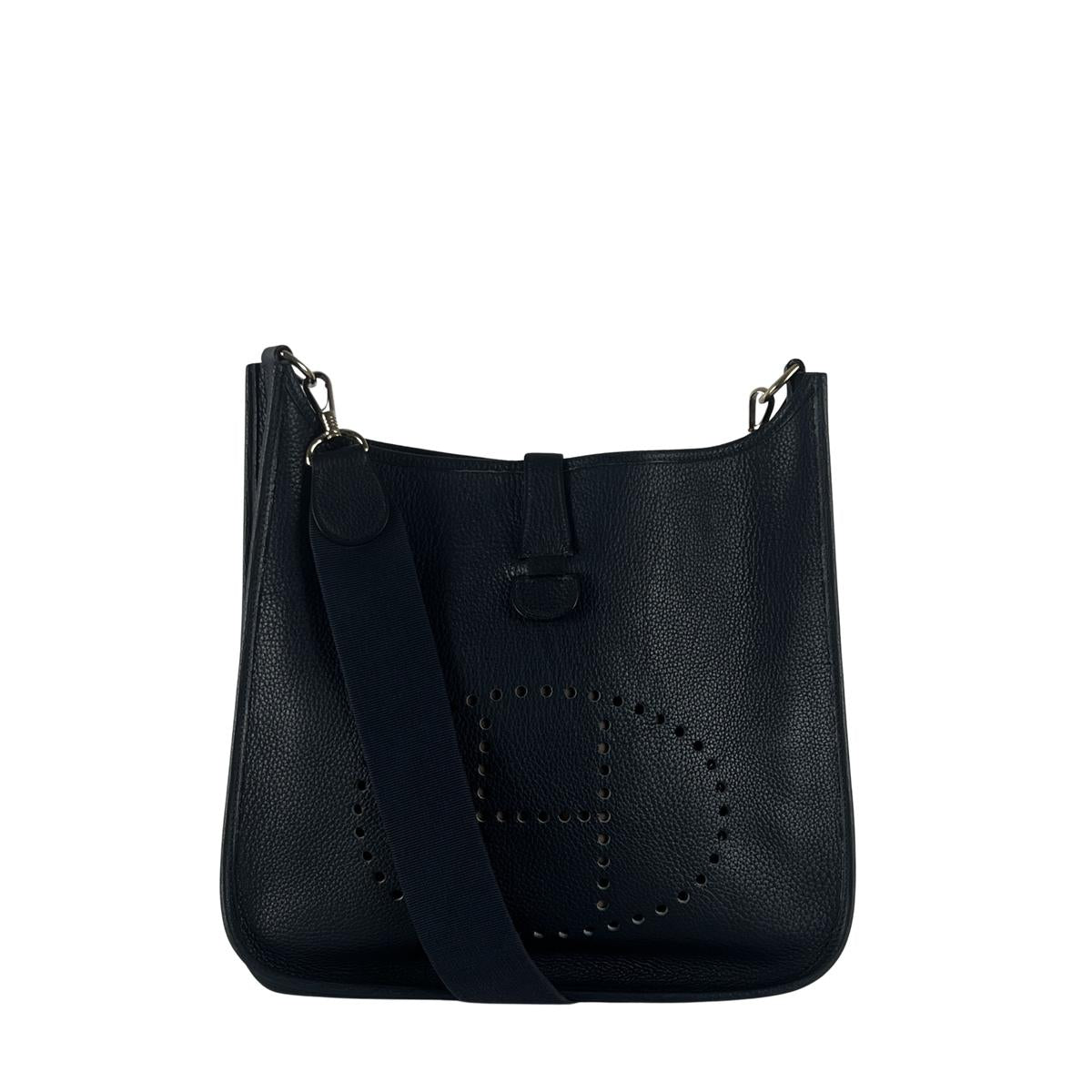 Sac à main HERMÈS Evelyne cuir bleu nuit