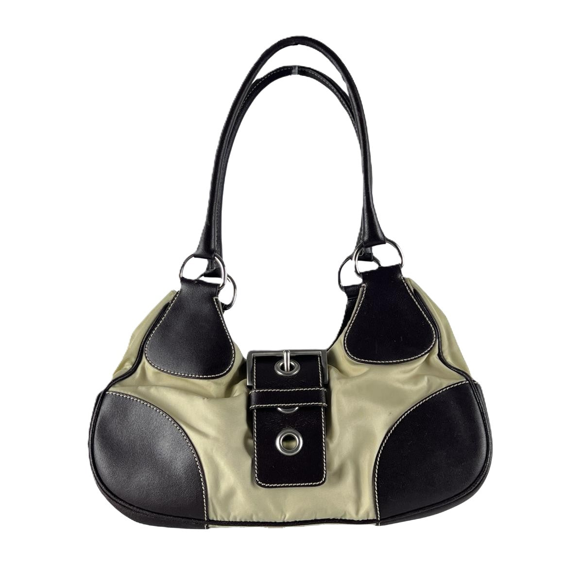 Sac à main PRADA Hobo toile et cuir marron