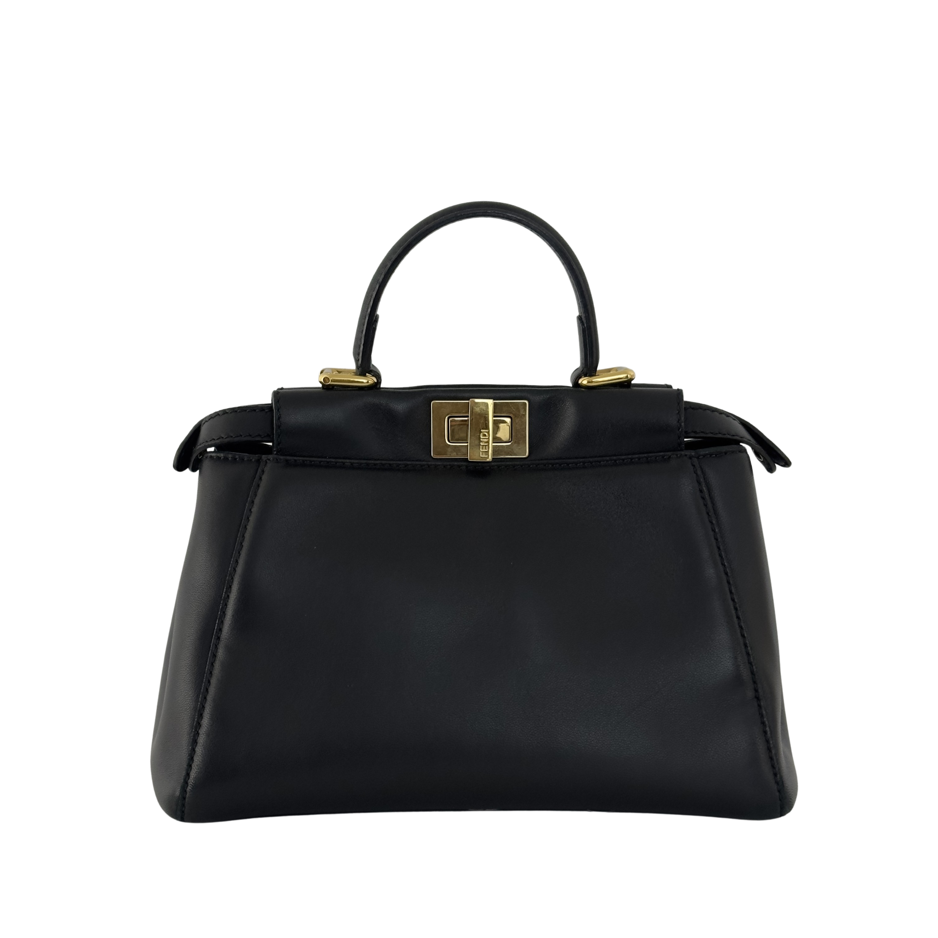 Sac à main FENDI Mini Peekaboo cuir noir