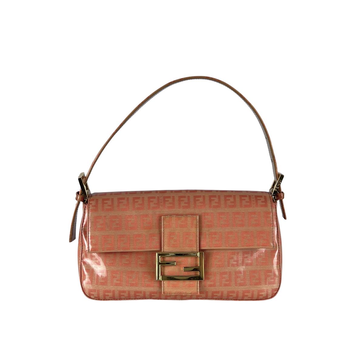 Sac à main FENDI Mamma Baguette vinyle orange