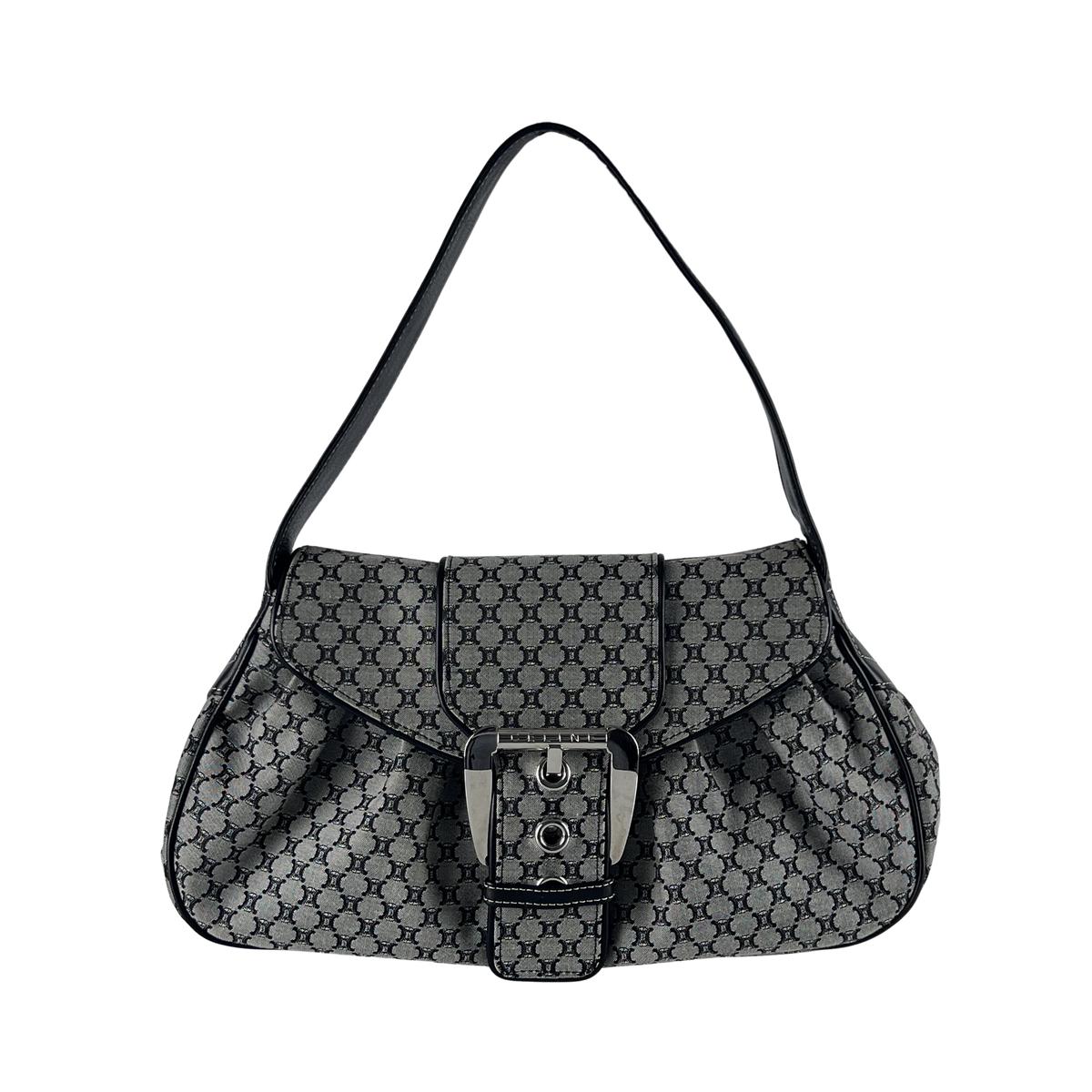 Sac à main CELINE Triomphe toile et cuir noir