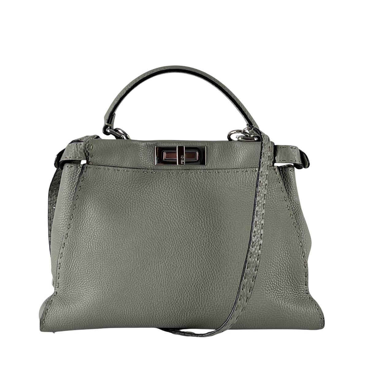Sac à main FENDI Peekaboo cuir gris