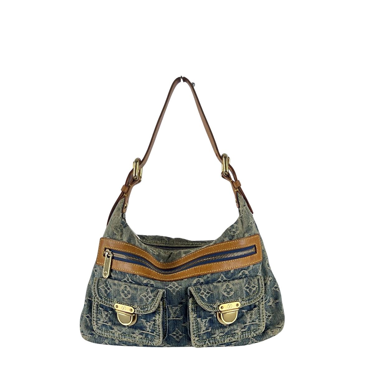 Sac à main LOUIS VUITTON Baggy denim bleu
