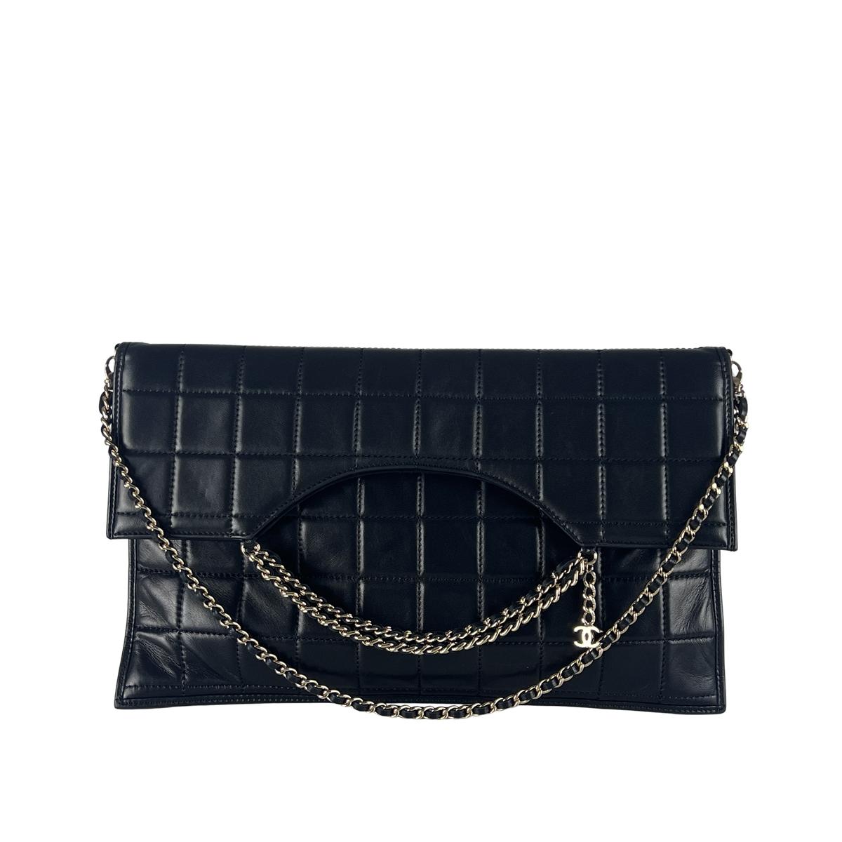 Sac à main CHANEL Choco Bar  cuir noir