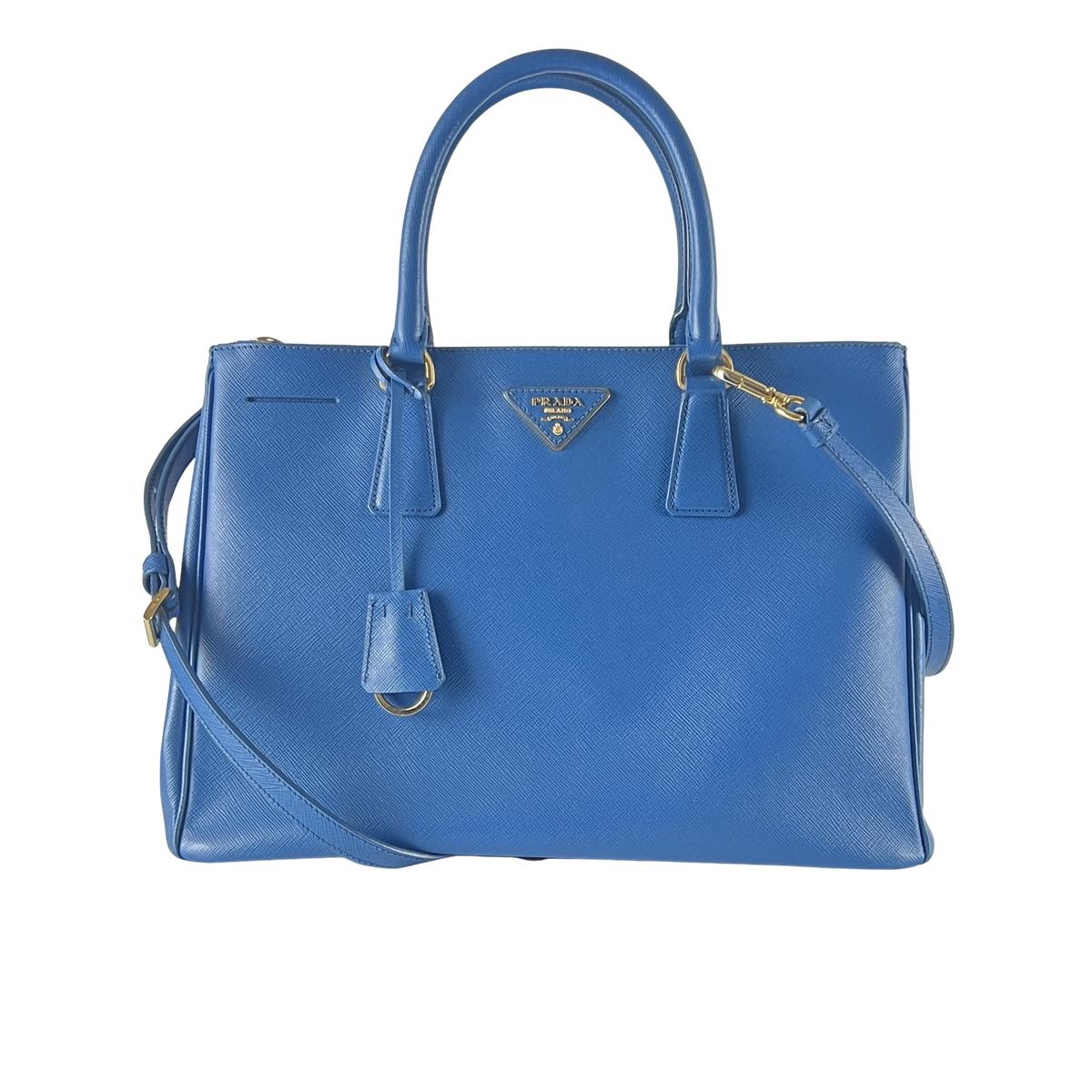 Sac à main PRADA Galleria cuir  bleu