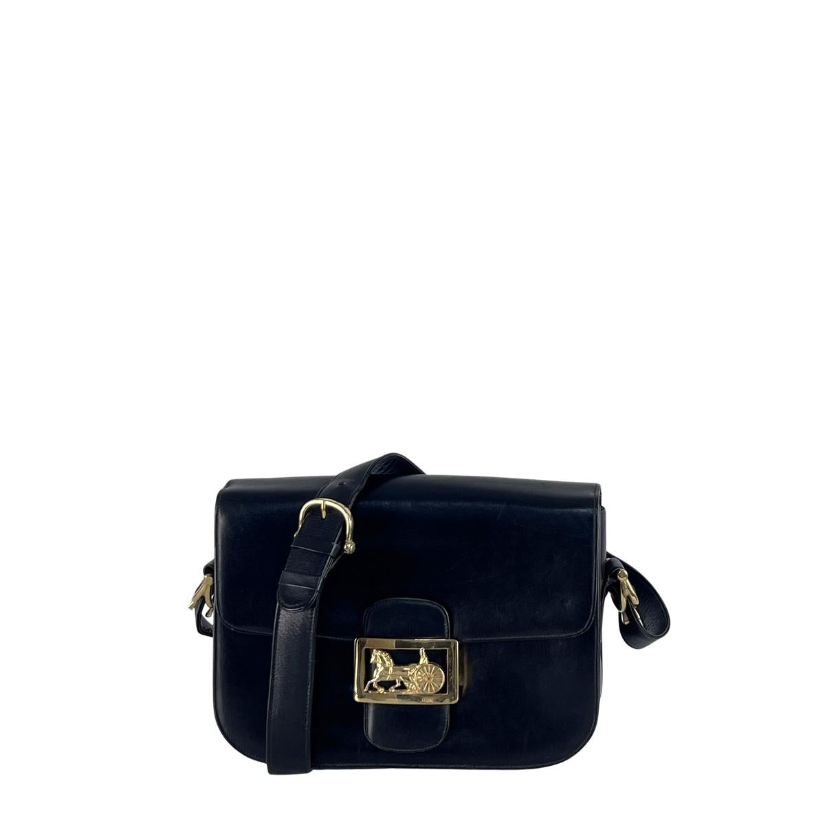 Sac à main CELINE Triomphe cuir noir