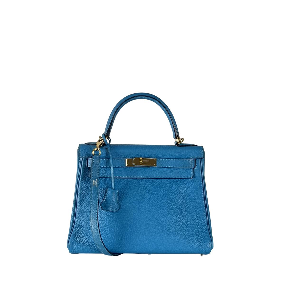 Sac à main HERMÈS Kelly 28 cuir bleu