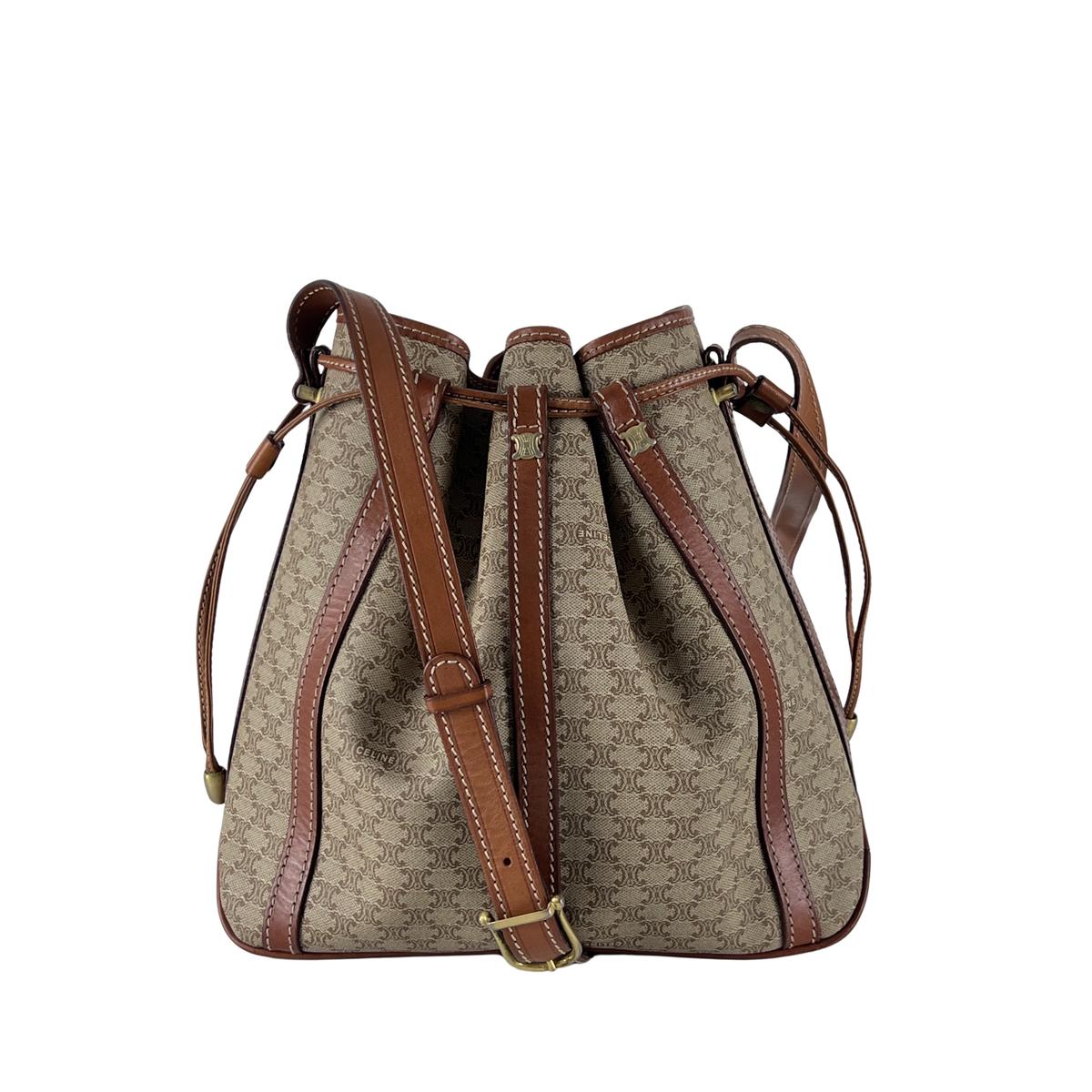 Sac à main CELINE Seau toile et cuir marron