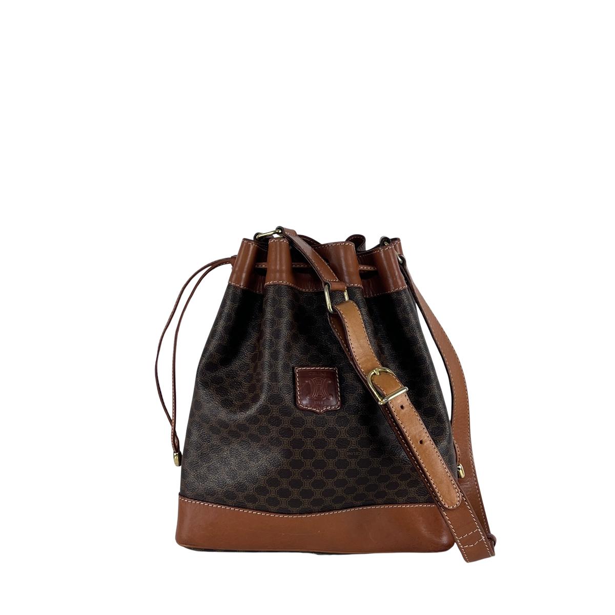 Sac à main CELINE Seau toile et cuir marron