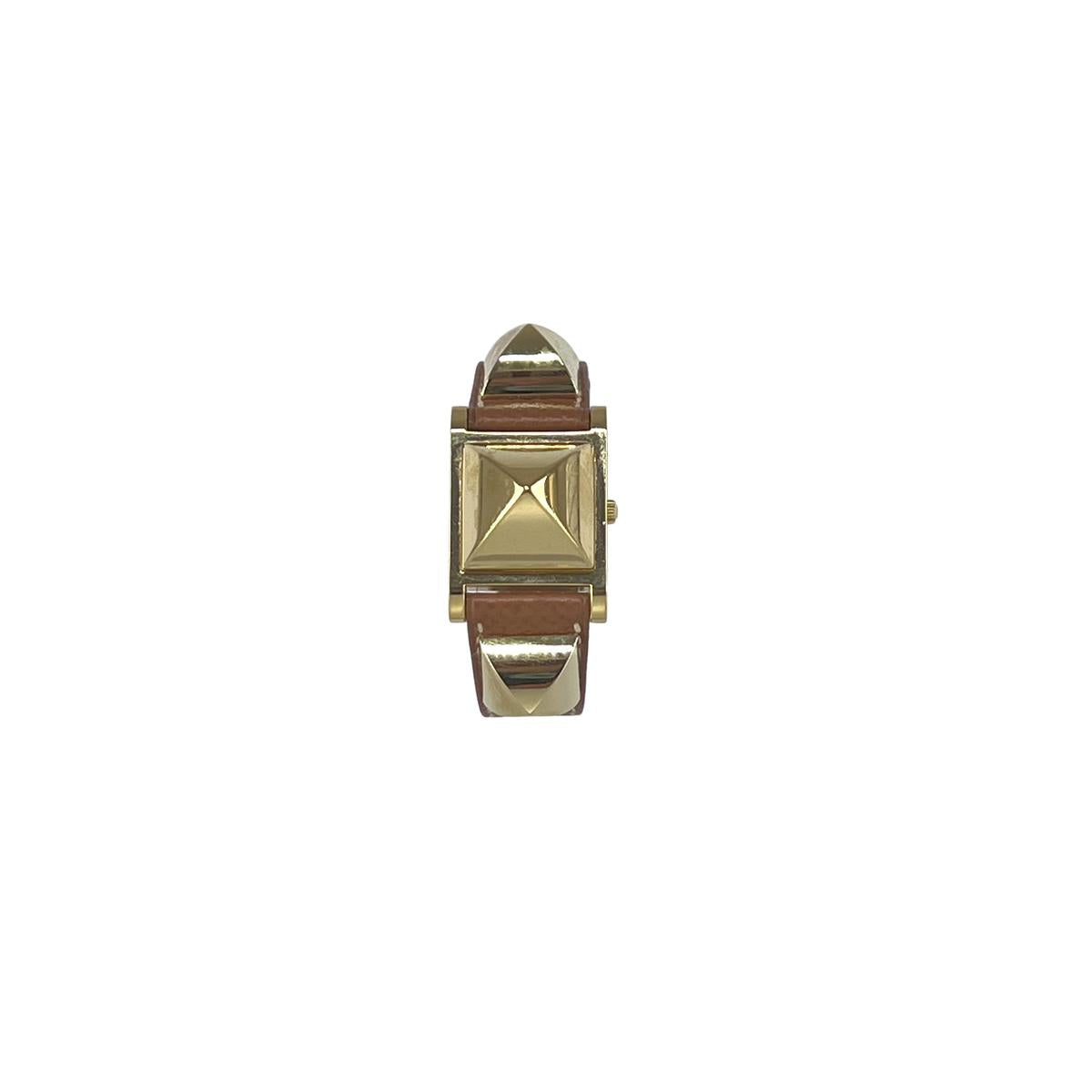 Montre HERMÈS Medor plaqué or doré