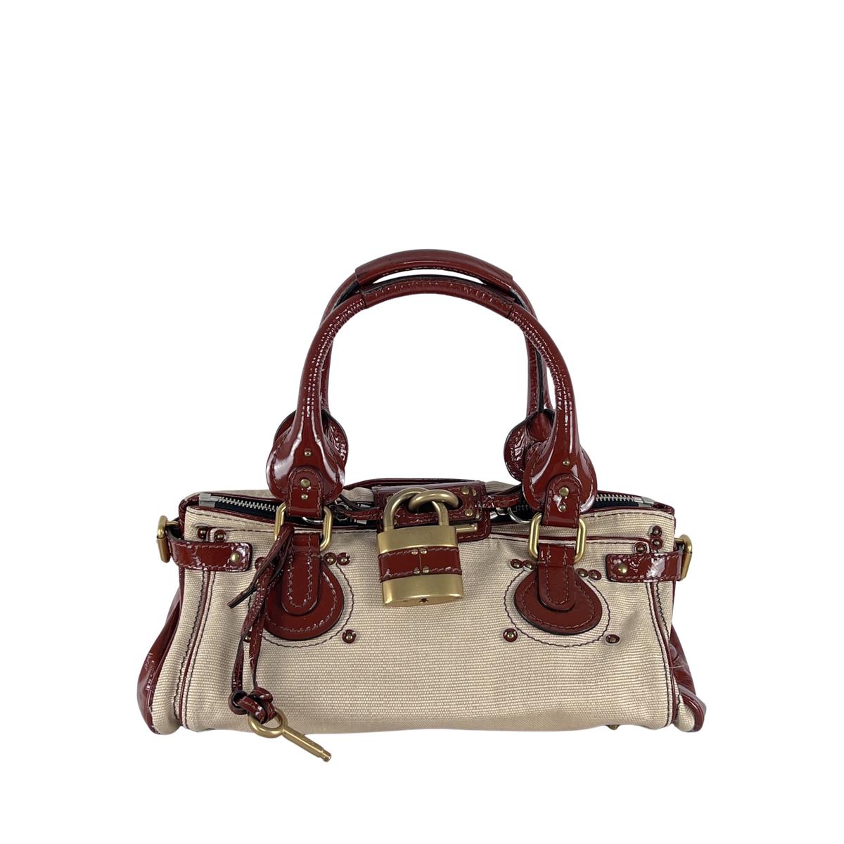 Sac à main CHLOÉ Paddington toile et cuir marron