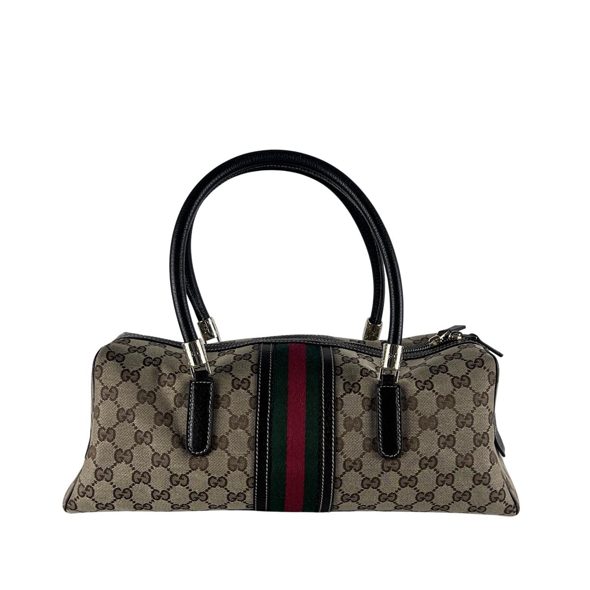 Sac à main GUCCI Baguette toile et cuir marron