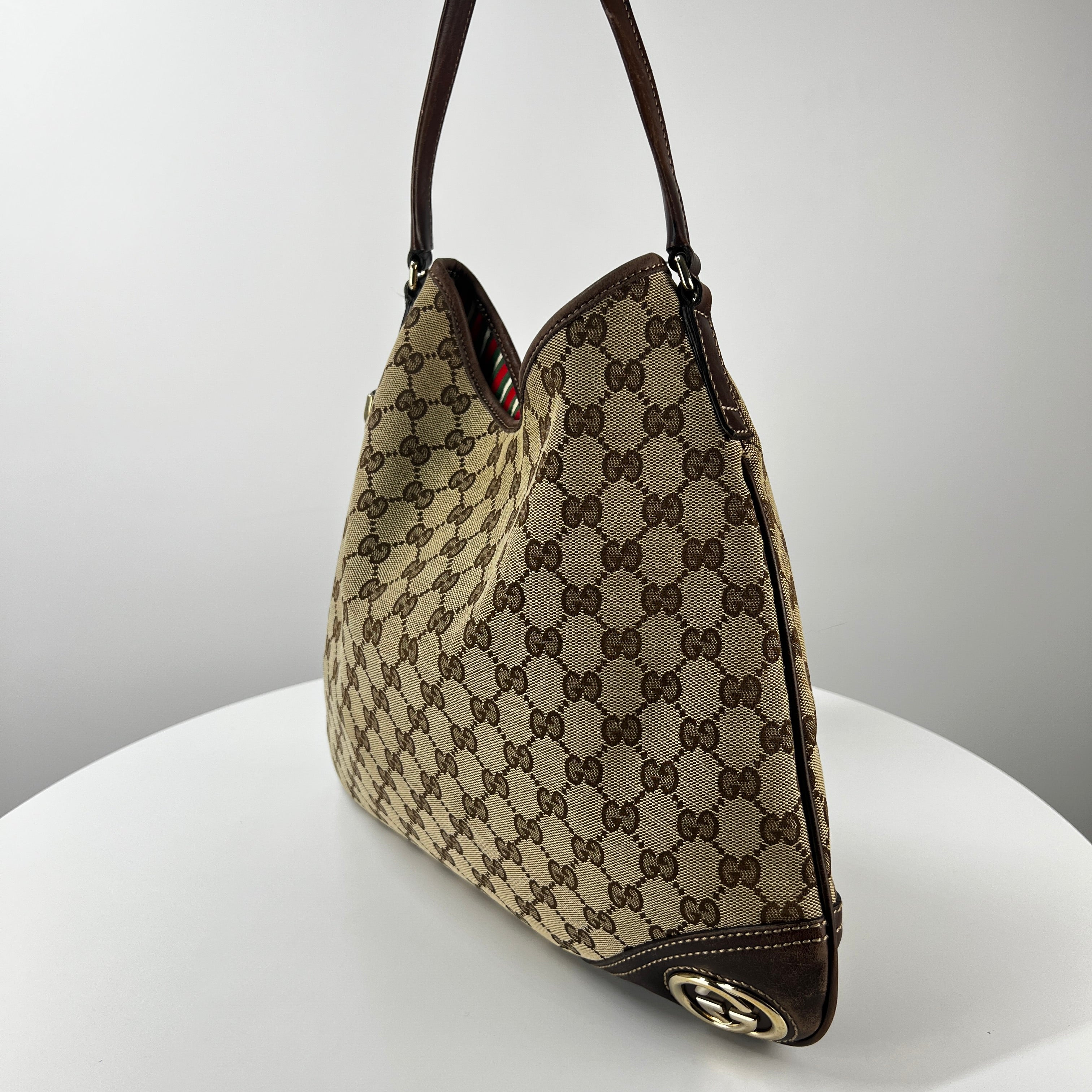 Sac à main GUCCI Hobo toile et cuir marron