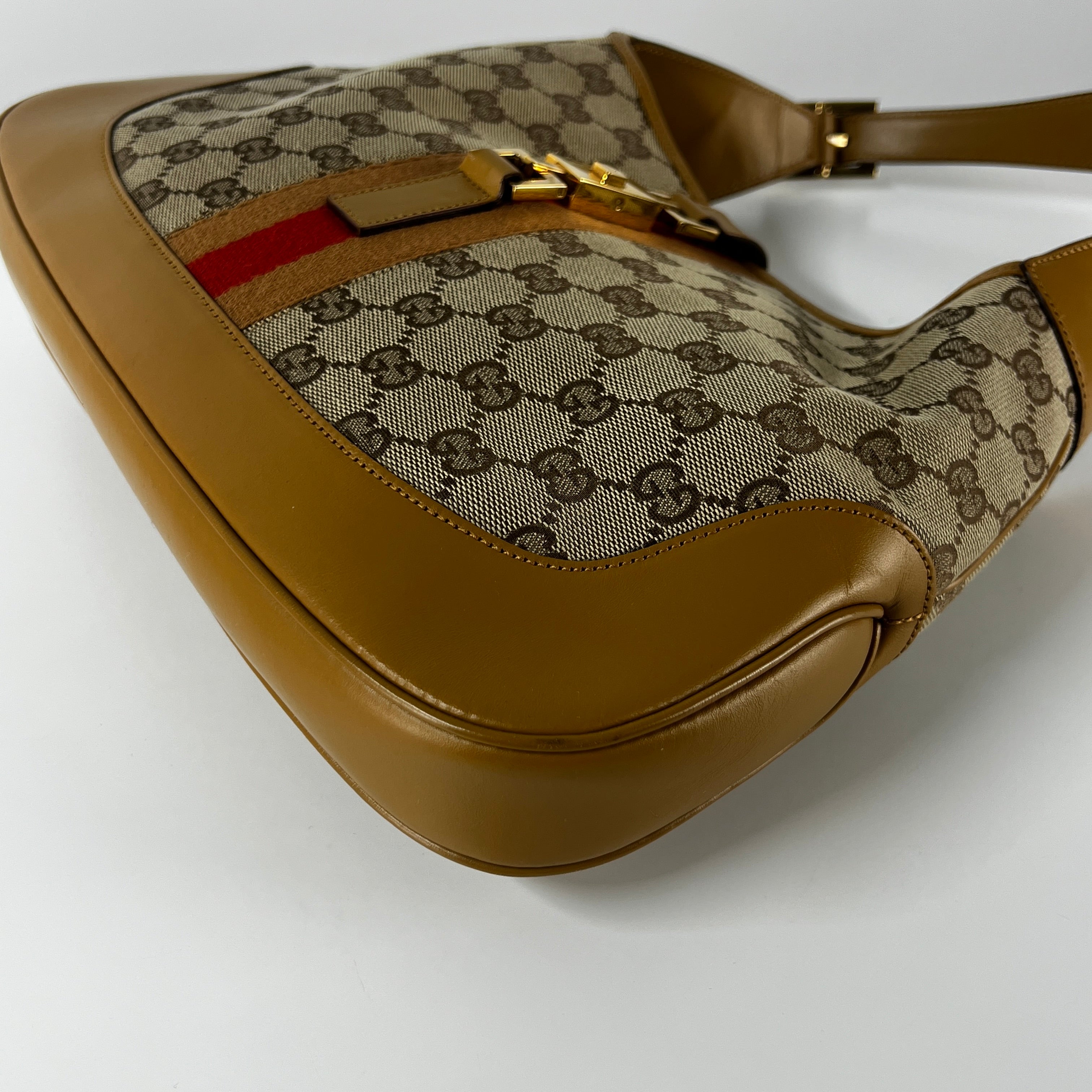 Sac à main GUCCI Jackie toile et cuir beige
